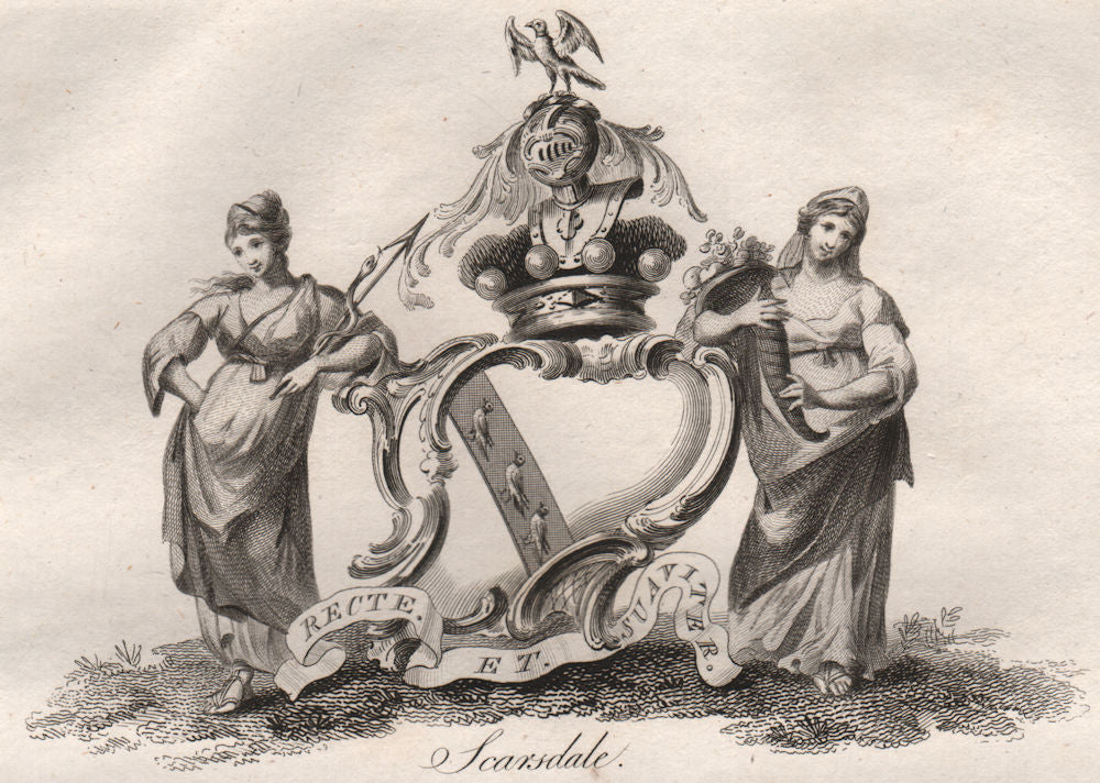 SCARSDALE. Coat of Arms. Heraldry 1790 old antique vintage print picture